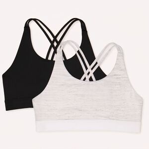 2 PK Athletic Works Little Girls Sports Bras ~ Black, White, Gray ~ BNWT